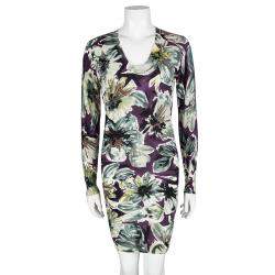 Pre Owned D&G Multicolor Floral Printed Wool V-Neck Sweater Dress S