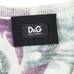 Pre Owned D&G Multicolor Floral Printed Wool V-Neck Sweater Dress S