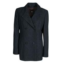 D&G Black Floral Jacquard Double Breasted Blazer M