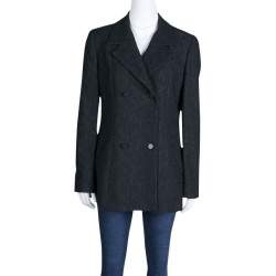 D&G Black Floral Jacquard Double Breasted Blazer M