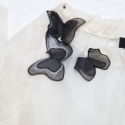 Pre Owned D&G Cream Silk Organza Butterfly Applique Detail Sheer Blouse M