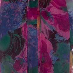 Pre Owned D&G Multicolor Printed Silk Bow Neck Tie Detail Long Sleeve Blouse M