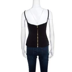 D & G Black Ruched Mesh Overlay Tank Top S