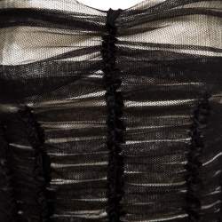 D & G Black Ruched Mesh Overlay Tank Top S