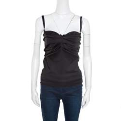 D&G Black Draped Lace Bodice Trim Detail Top M