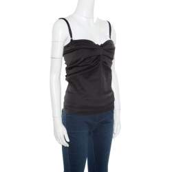 D&G Black Draped Lace Bodice Trim Detail Top M