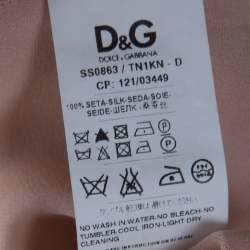 D & G Beige Silk Raw Edged Trim High Low Top S