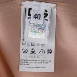 D & G Beige Silk Raw Edged Trim High Low Top S