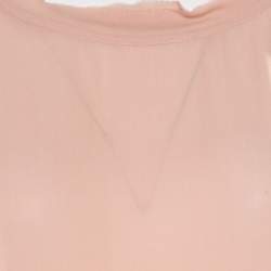 D & G Beige Silk Raw Edged Trim High Low Top S