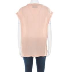 D & G Beige Silk Raw Edged Trim High Low Top S