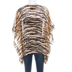 D&G Multicolor Animal Printed Sheer Silk Kimono Style Blouse M