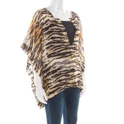 D&G Multicolor Animal Printed Sheer Silk Kimono Style Blouse M