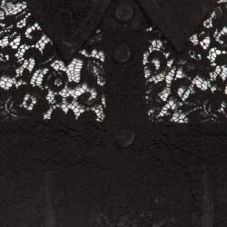 Pre Owned D&G Black Floral Lace Long Sleeve Button Front Scalloped Bottom Shirt S