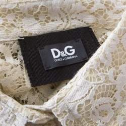 D&G Beige Floral Lace Long Sleeve Blouse S