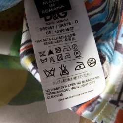 Pre Owned D&G Multicolor Abstract Tropical and Baroque Printed Silk Button Front Shirt M 