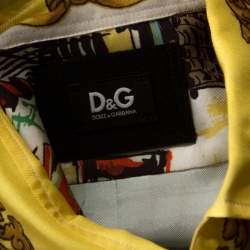 Pre Owned D&G Multicolor Abstract Tropical and Baroque Printed Silk Button Front Shirt M 