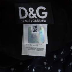 Pre Owned D&G Navy Blue and White Printed Crepe Sleeveless Skater Dress S 