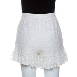Pre Owned D&G Cream Lace Frill Detail Shorts XS