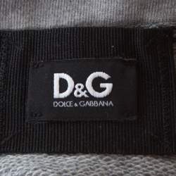 Pre Owned D&G Grey Quilted Cotton Knit Chain Detail Top M