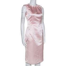 Pre Owned D&G Light Pink Satin Sleeveless Sheath Dress M