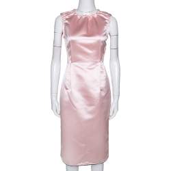 Pre Owned D&G Light Pink Satin Sleeveless Sheath Dress M