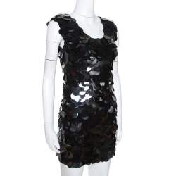 Pre Owned D&G Black Oversized Sequin Embellished Wool Sleeveless Dress XS