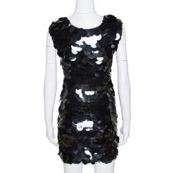 Pre Owned D&G Black Oversized Sequin Embellished Wool Sleeveless Dress XS