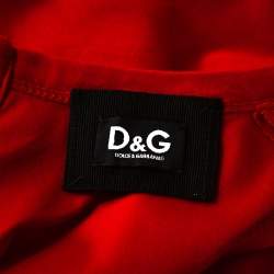 D&G Red Stretch Cotton Sleeveless Midi Dress XL