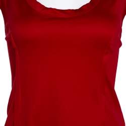 D&G Red Stretch Cotton Sleeveless Midi Dress XL