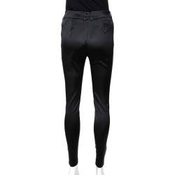 Pre Owned D&G Black Stretch Satin Zipper Detail Tapered Pants S