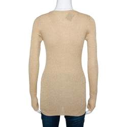 Pre Owned D&G Gold Lurex Rib Knit Long Sleeve Fitted Cardigan S 