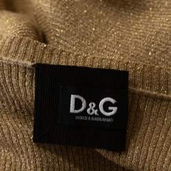 Pre Owned D&G Gold Lurex Rib Knit Long Sleeve Fitted Cardigan S 