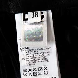 Pre Owned D&G Black Lamb Leather Lace Trim A Line Skirt S