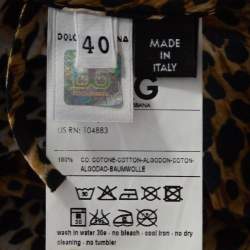 Pre Owned D&G Brown Animal Print Cotton Ruffled Maxi Tunic Dress S