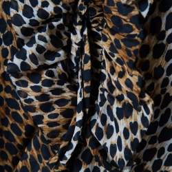 Pre Owned D&G Brown Animal Print Cotton Ruffled Maxi Tunic Dress S