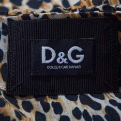 Pre Owned D&G Brown Animal Print Cotton Ruffled Maxi Tunic Dress S