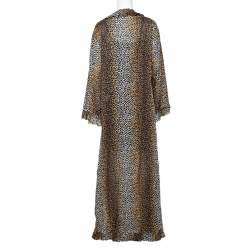 Pre Owned D&G Brown Animal Print Cotton Ruffled Maxi Tunic Dress S