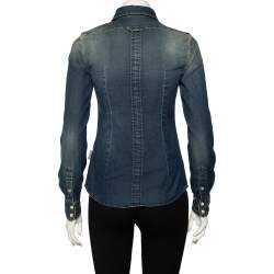 Dolce & Gabbana Blue Faded Effect Denim Shirt XS