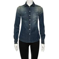 Dolce & Gabbana Blue Faded Effect Denim Shirt XS