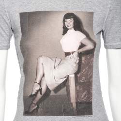 D&G Grey Cotton Bettie Page Print T-Shirt M