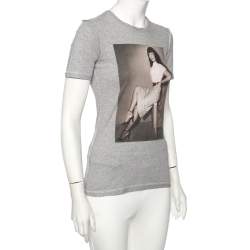 D&G Grey Cotton Bettie Page Print T-Shirt M