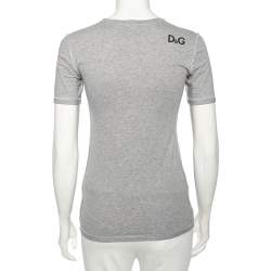 D&G Grey Cotton Bettie Page Print T-Shirt M