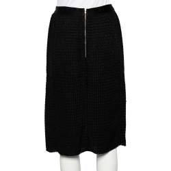 D&G Black Textured Wool Blend Pencil Skirt L