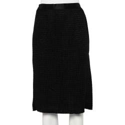 D&G Black Textured Wool Blend Pencil Skirt L