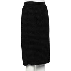 D&G Black Textured Wool Blend Pencil Skirt L
