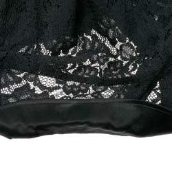 Pre Owned D&G Black Lace And Satin Trim Button Down Belted Midi Dress S