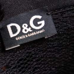 Pre Owned D&G Black Lace And Satin Trim Button Down Belted Midi Dress S