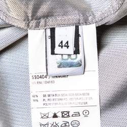 Pre Owned D&G Navy Blue Textured Silk Blend Contrast Trim Shirt M