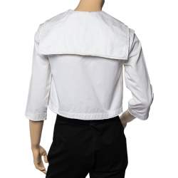 D&G White Cotton Sailor Collared Button Front Cropped Jacket S