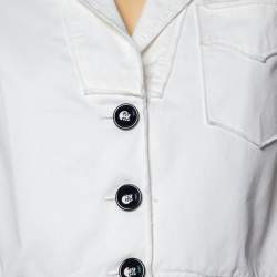 D&G White Cotton Sailor Collared Button Front Cropped Jacket S